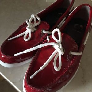 Red slip ons